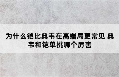 为什么铠比典韦在高端局更常见 典韦和铠单挑哪个厉害